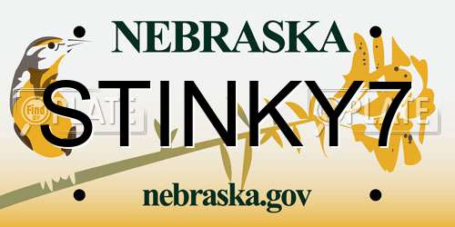 STINKY7 Nebraska License Plate