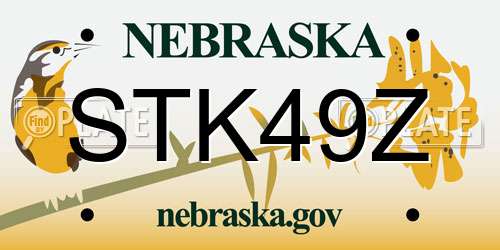 STK49Z Nebraska License Plate