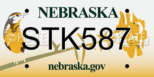 STK587 Nebraska License Plate