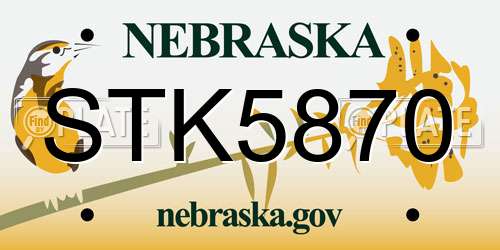 STK5870 Nebraska License Plate