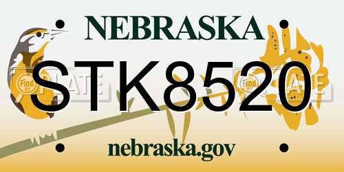 STK8520 Nebraska License Plate