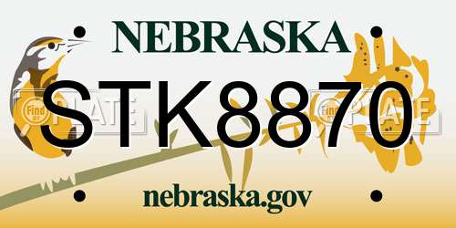 STK8870 Nebraska License Plate