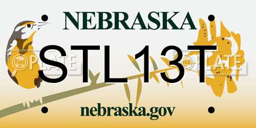 STL13T Nebraska License Plate