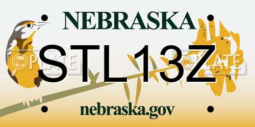 STL13Z Nebraska License Plate