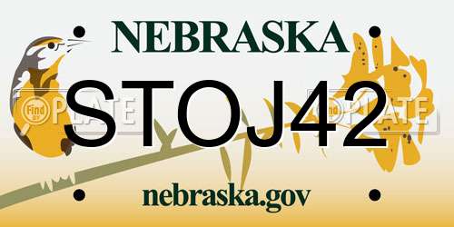 STOJ42 Nebraska License Plate