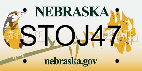 STOJ47 Nebraska License Plate