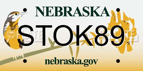 STOK89 Nebraska License Plate