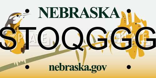 STOQGGG Nebraska License Plate