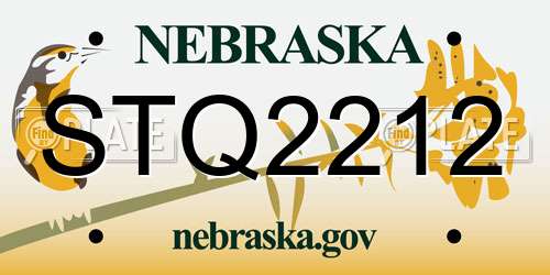 STQ2212 Nebraska License Plate