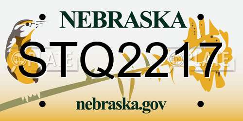 STQ2217 Nebraska License Plate