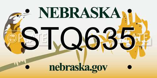 STQ635 Nebraska License Plate