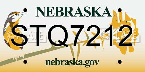 STQ7212 Nebraska License Plate