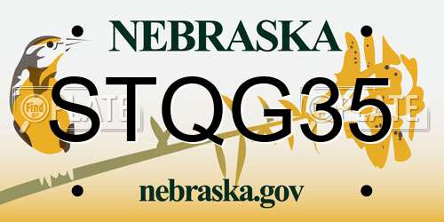 STQG35 Nebraska License Plate