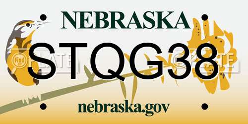 STQG38 Nebraska License Plate
