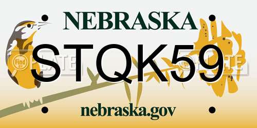 STQK59 Nebraska License Plate