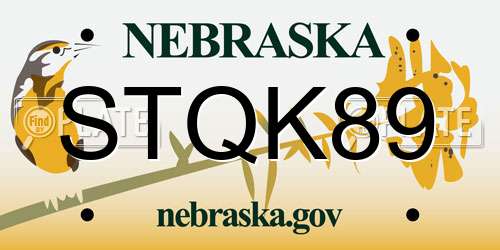 STQK89 Nebraska License Plate