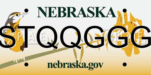 STQQGGG Nebraska License Plate