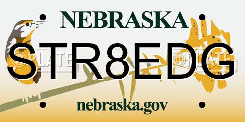 STR8EDG Nebraska License Plate