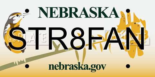 STR8FAN Nebraska License Plate