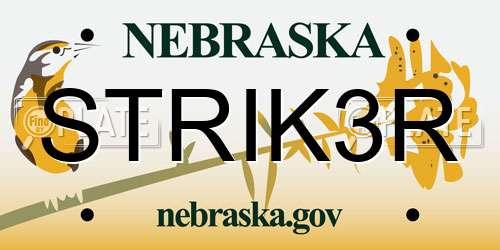 STRIK3R Nebraska License Plate