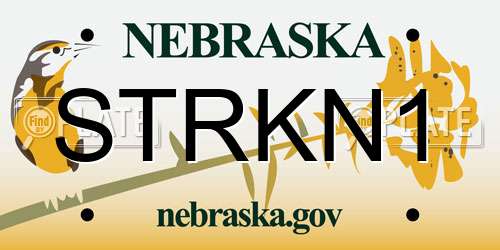 STRKN1 Nebraska License Plate