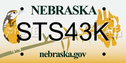 STS43K Nebraska License Plate