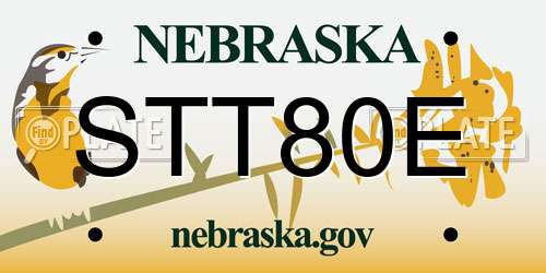 STT80E Nebraska License Plate
