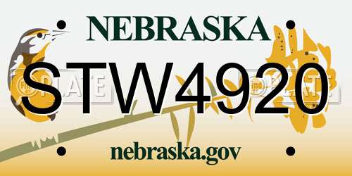 STW4920 Nebraska License Plate