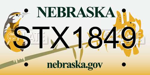 STX1849 Nebraska License Plate