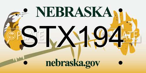 STX194 Nebraska License Plate