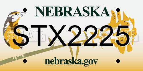 STX2225 Nebraska License Plate