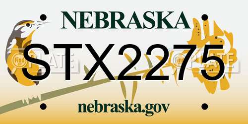STX2275 Nebraska License Plate