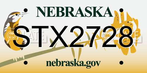 STX2728 Nebraska License Plate