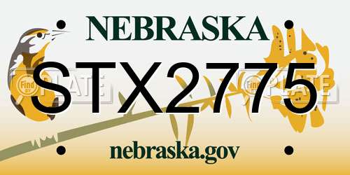 STX2775 Nebraska License Plate
