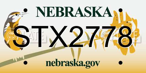 STX2778 Nebraska License Plate