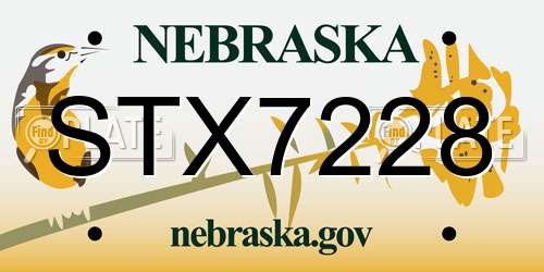 STX7228 Nebraska License Plate