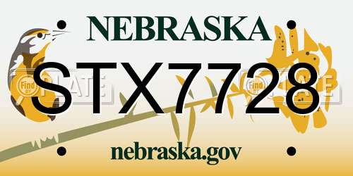 STX7728 Nebraska License Plate