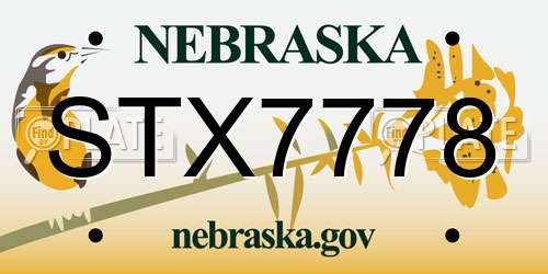 STX7778 Nebraska License Plate