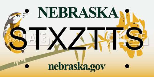 STXZTTS Nebraska License Plate