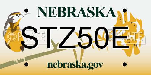 STZ50E Nebraska License Plate