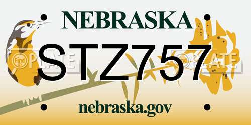 STZ757 Nebraska License Plate