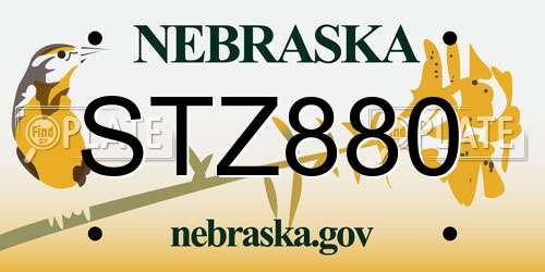STZ880 Nebraska License Plate