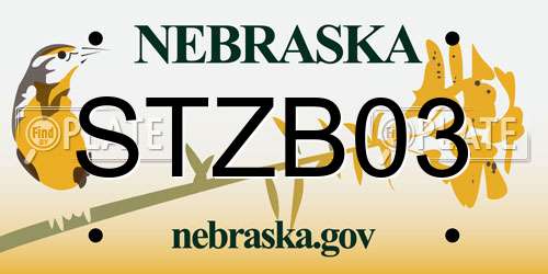 STZB03 Nebraska License Plate
