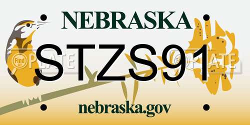 STZS91 Nebraska License Plate