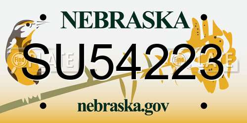 SU54223 Nebraska License Plate
