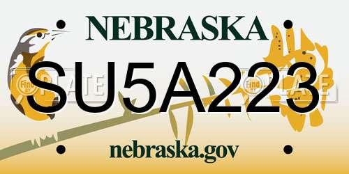 SU5A223 Nebraska License Plate