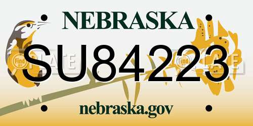 SU84223 Nebraska License Plate