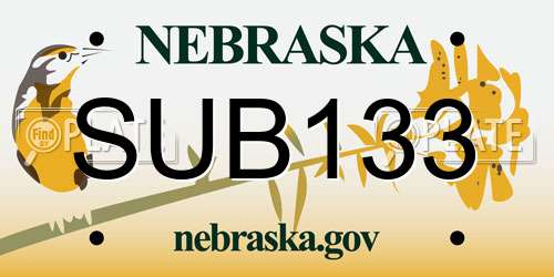 SUB133 Nebraska License Plate