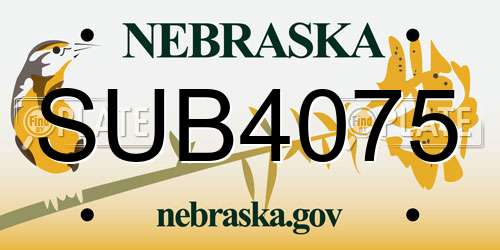 SUB4075 Nebraska License Plate