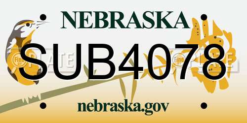 SUB4078 Nebraska License Plate